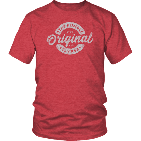 Image of Stay Real, Stay Original Mens Shirts T-shirt District Unisex Shirt Heather Red S