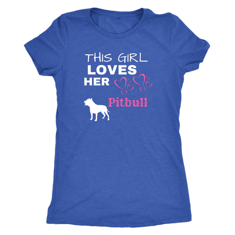 Image of This Girl Loves Her Pitbull T-shirt Next Level Womens Triblend Vintage Royal S