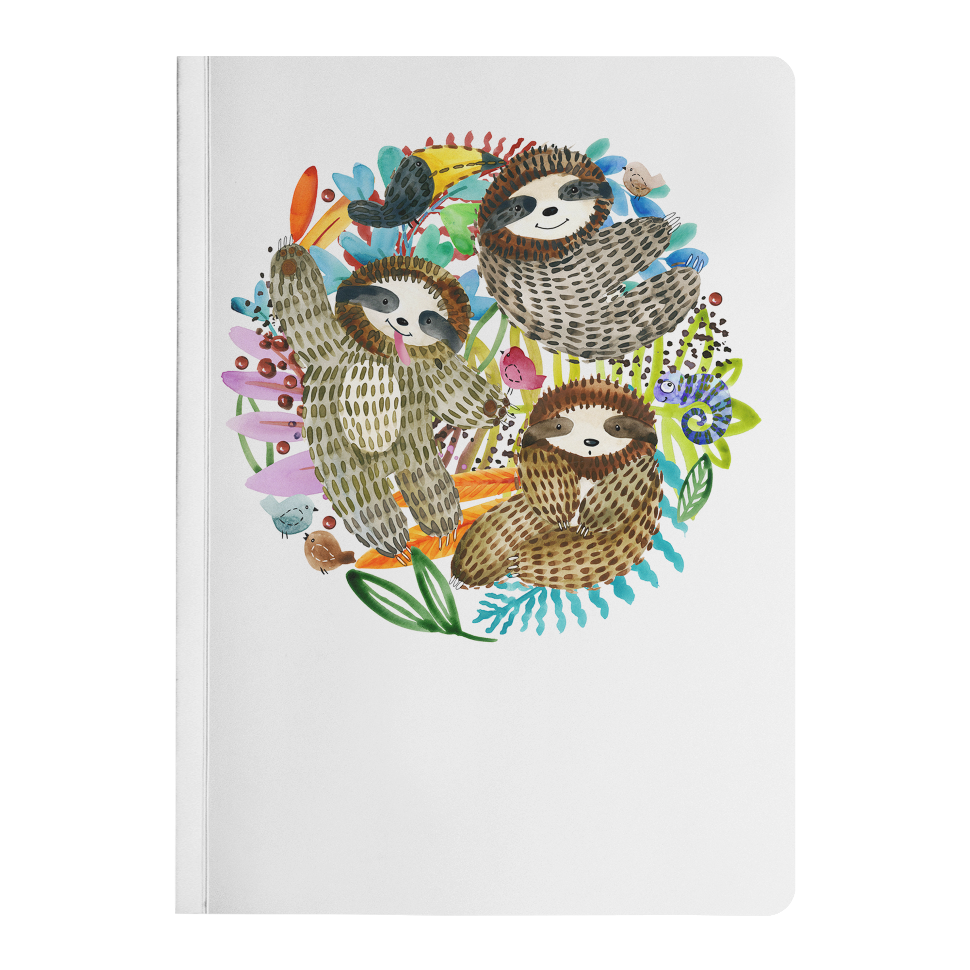 Watercolor Sloth Trio | Paperback Journal