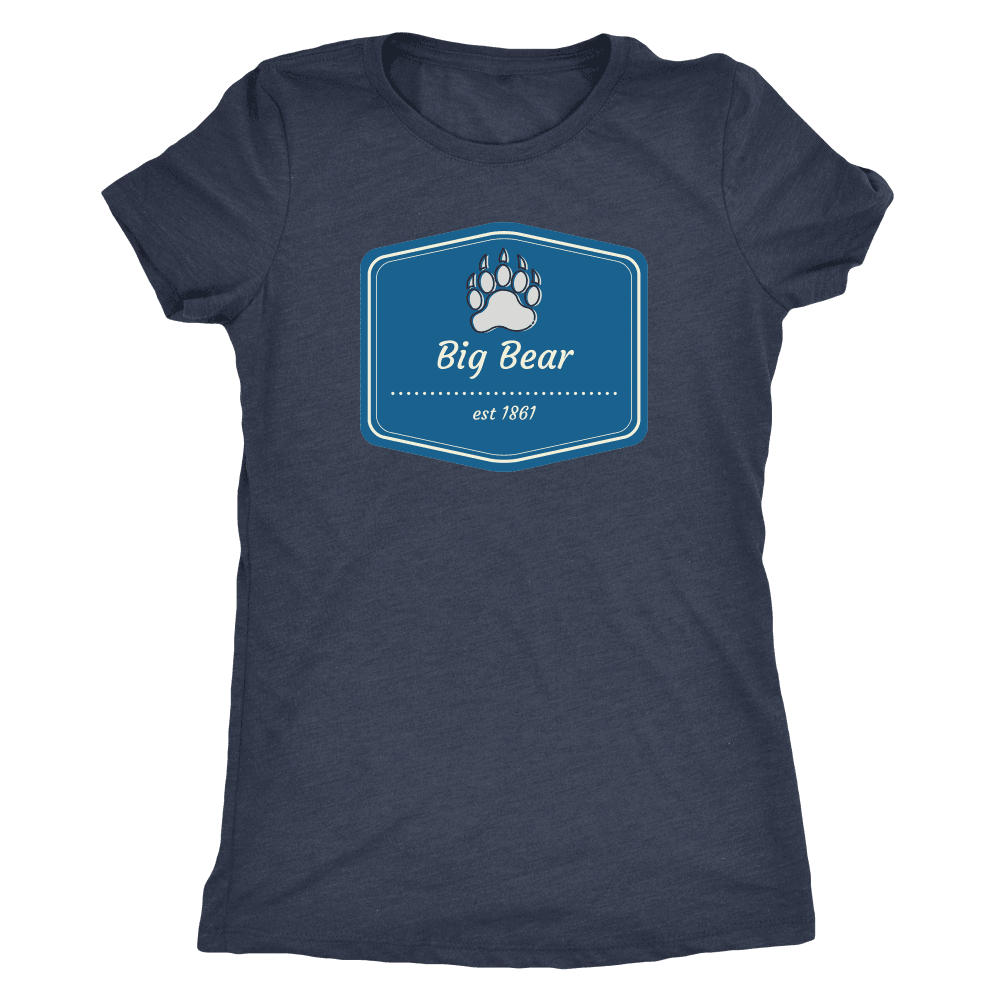 Big Bear Blue Logo T-shirt Next Level Womens Triblend Vintage Navy S