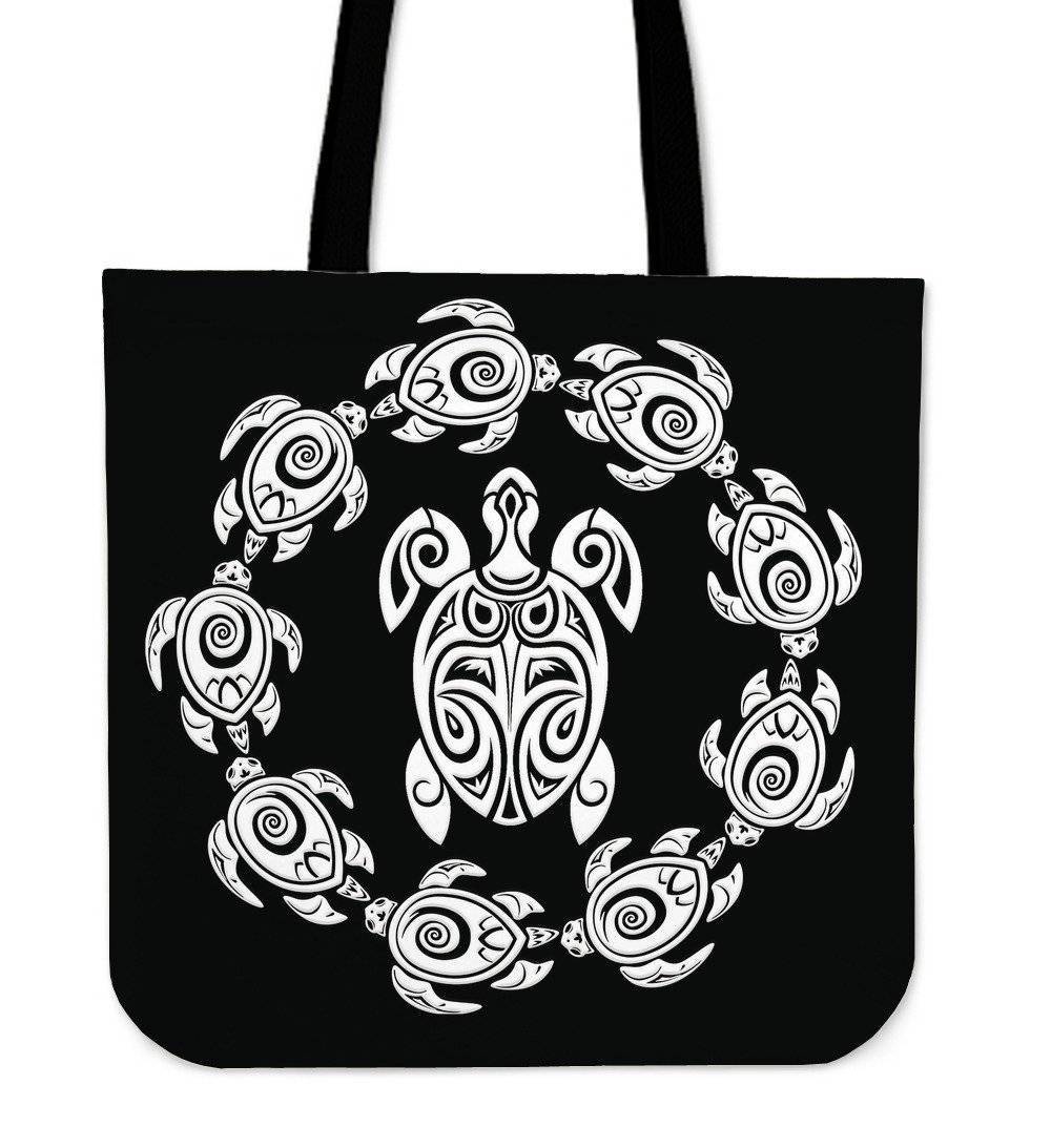 Peaceful Circle of Life Tribal Turtle Totes Tote Bag Black 