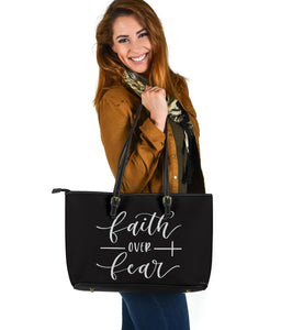 Fatih Over Fear, Large Vegan Leather Tote Bags 