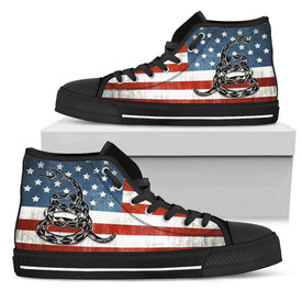 'Merica Dont Tread On Me Canvas Shoes Shoes Womens High Top - Black - Black Sole US5.5 (EU36) 