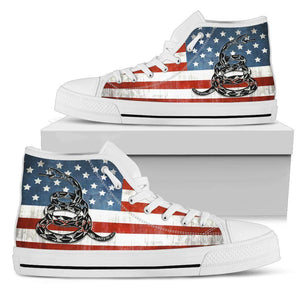 'Merica Dont Tread On Me Canvas Shoes Shoes Womens High Top - White - White Sole US5.5 (EU36) 