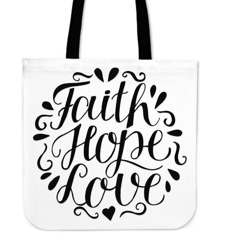 Image of Faith Hope Love Premium Totes Tote Bag White 