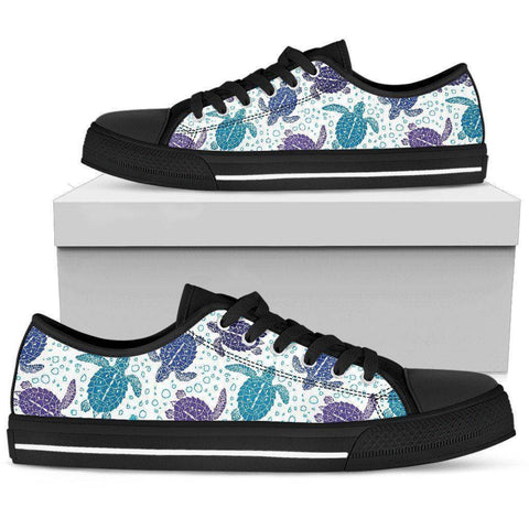 Image of Premium Canvas Shoes, Turtle V1 Womens Low Top - Black - Turtle V1 US5.5 (EU36) 