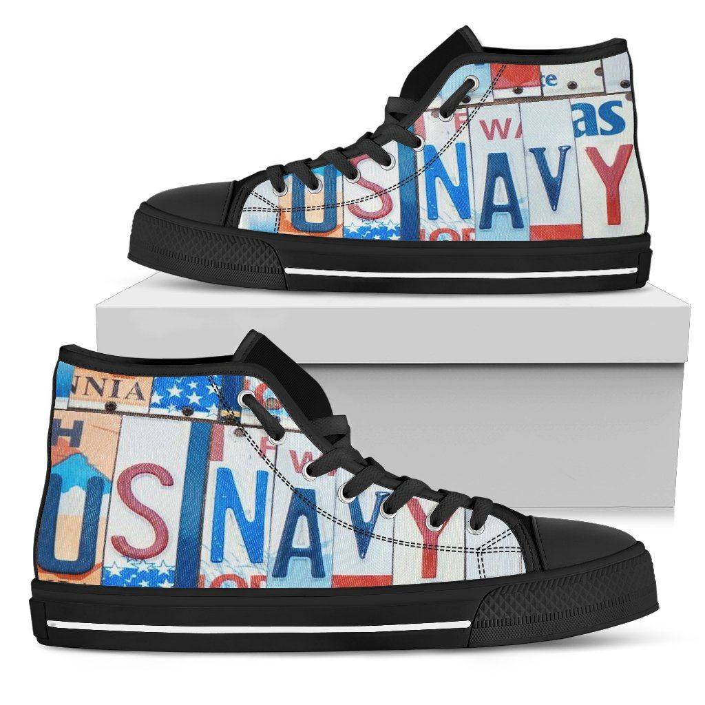 US NAVY | Premium High Top Shoes Mens High Top - Black - Mens Black US5 (EU38) 