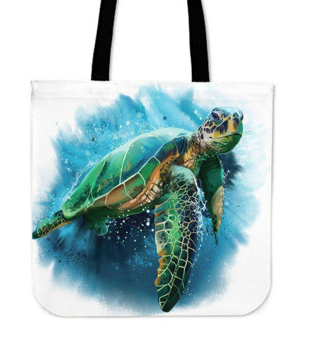 Image of Premium Watercolor Turtles on Re-Useable Canvas Tote Tote Bag V.2 