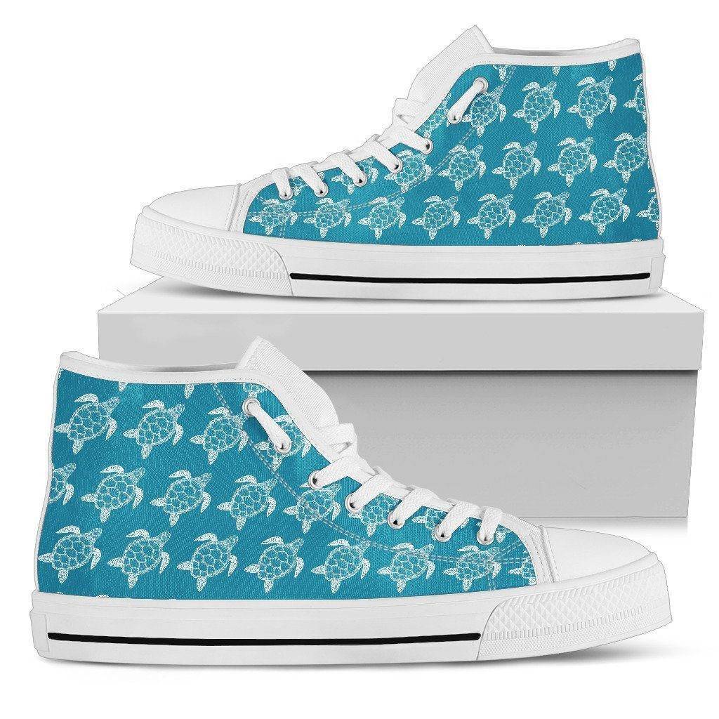 Premium Canvas Shoes, Turtle V3 Womens High Top - White - Turtle V3 US5.5 (EU36) 