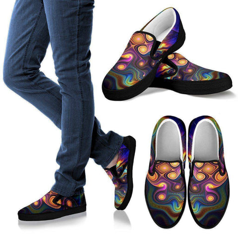 Image of Slick Fractal Slip Ons Shoes Women's Slip Ons - Black - W US6 (EU36) 