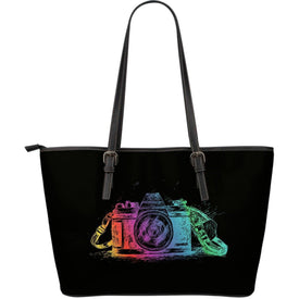 Premium Eco-Leather Tote, Colorful Camera