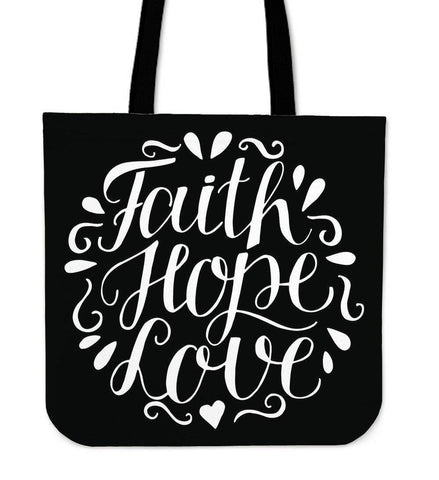 Image of Faith Hope Love Premium Totes Tote Bag Black 