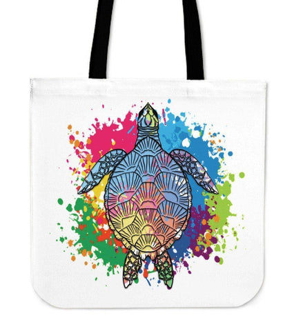 Image of Amazing Color Splash Turtle Totes Tote Bag White 