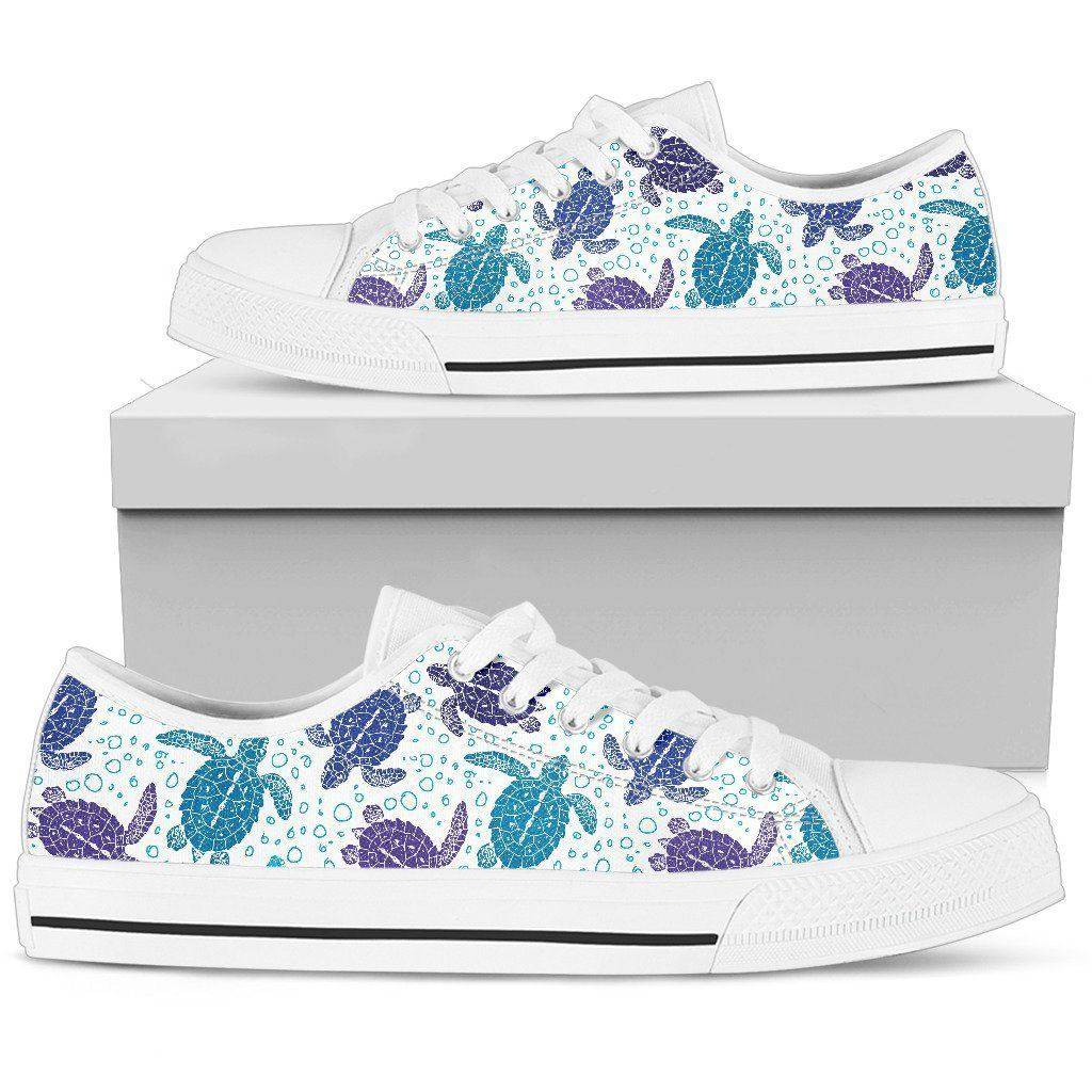 Premium Canvas Shoes, Turtle V1 Womens Low Top - White - Turtle V1 US5.5 (EU36) 