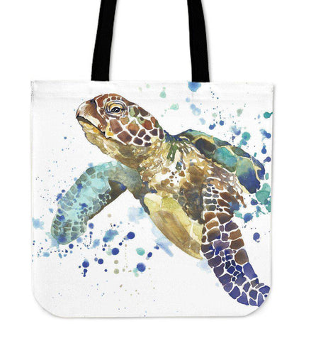 Image of Premium Watercolor Turtles on Re-Useable Canvas Tote Tote Bag V.1 