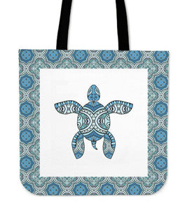 Cool Handrawn Tribal Turtle Art on Premium Tote Cool Tribal Turtle V.3 