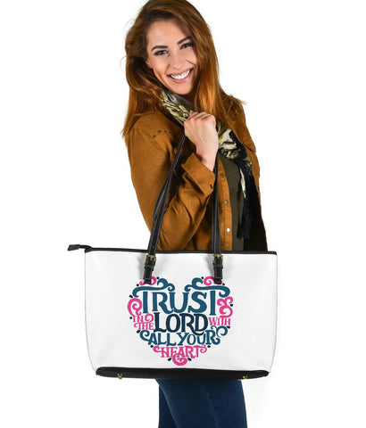 Image of Trust In The Lord, Large Vegan Leather Tote Bags 