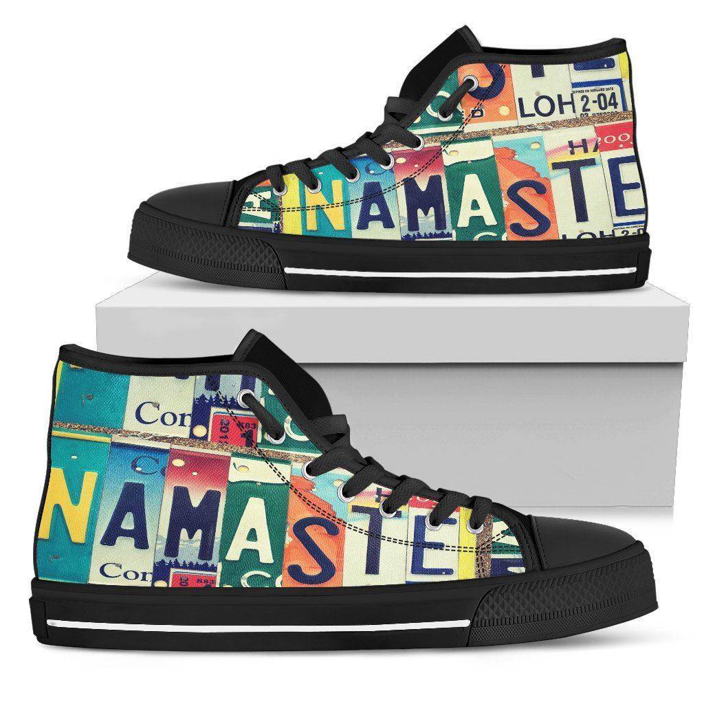 Groovy Namaste License Art | Premium High Top Shoes Shoes Womens High Top - Black - Womens Black US5.5 (EU36) 