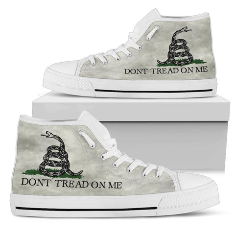 Image of Dont Tread On Me Canvas Shoes V.2 Shoes Womens High Top - White - White Sole US5.5 (EU36) 