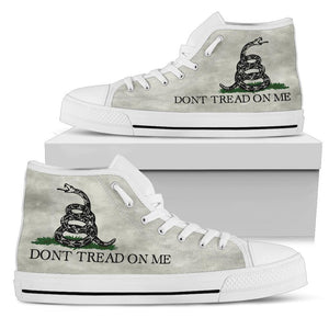 Dont Tread On Me Canvas Shoes V.2 Shoes Womens High Top - White - White Sole US5.5 (EU36) 