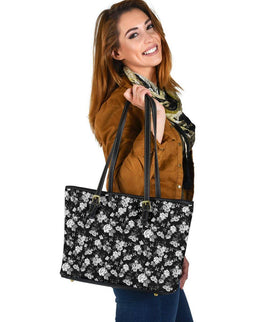 White Roses and Butterflies, Vegan Leather Tote Bags 