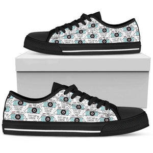 Premium Canvas Shoes, Say Cheese Womens Womens Low Top - Black - Say Cheese US5.5 (EU36) 