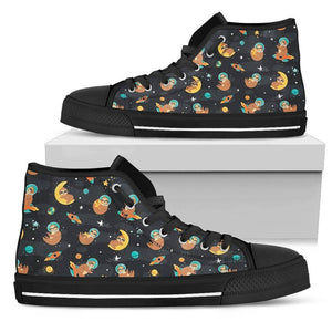 Premium Space Sloth Shoes Shoes Mens High Top - Black - MBH US5 (EU38) 