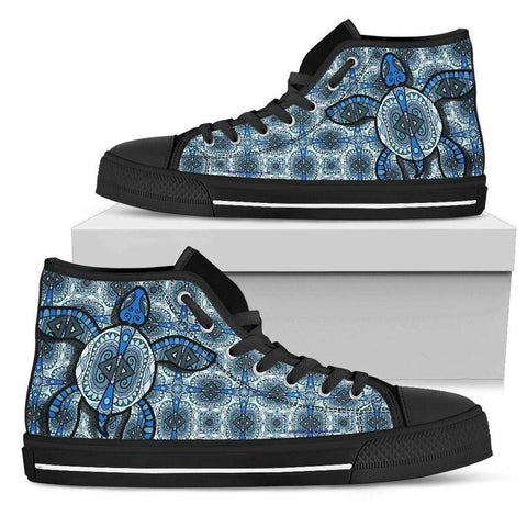 Image of Cool Blue Turtle on Premium High Tops V.2 Womens High Top - Black - Small US5.5 (EU36) 