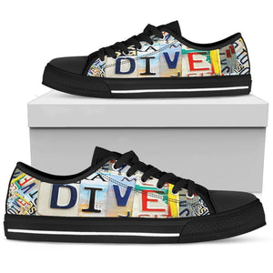 Dive License Plate Art Shoes Mens Low Top - Black - Black US5 (EU38) 