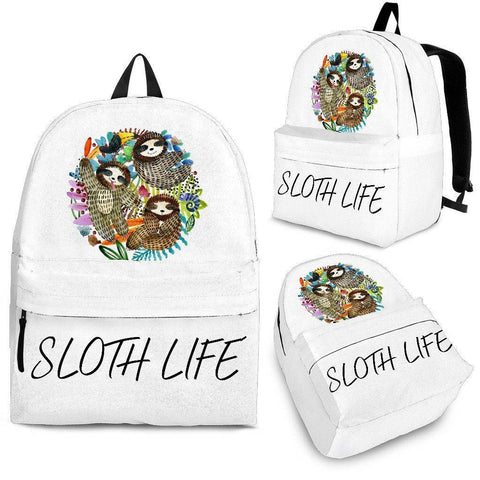 Image of Sloth Backpacks Custom Art Backpack - Black - Sloth Life Watercolour Adult (Ages 13+) 