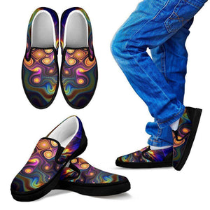 Slick Fractal Slip Ons Shoes Kid's Slip Ons - Black - K 11 CHILD (EU28) 
