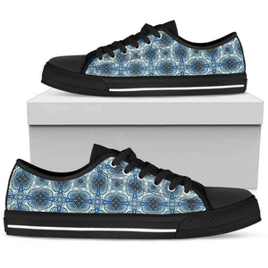Handcrafted Tribal Pattern on Premium Canvas Shoes Shoes Womens Low Top - Black - WB US5.5 (EU36) 