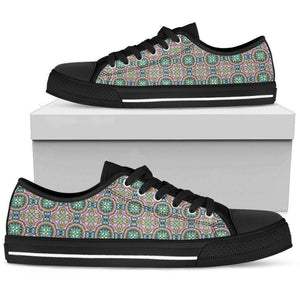 Pink Tribal pattern on Premium Canvas Shoes Shoes Womens Low Top - Black - WB US5.5 (EU36) 