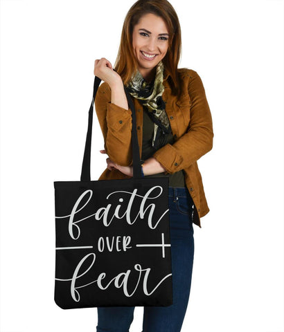 Image of Faith Over Fear, Canvas Tote Tote Bag 