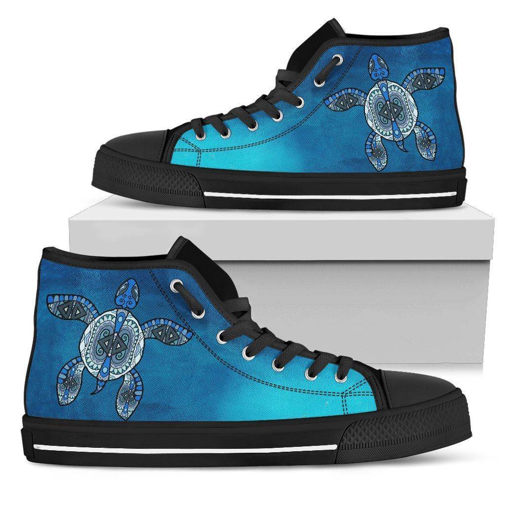 Tribal Turtle Swimming High Tops Womens High Top - Black - Black US5.5 (EU36) 