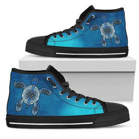 Tribal Turtle Swimming High Tops Womens High Top - Black - Black US5.5 (EU36) 