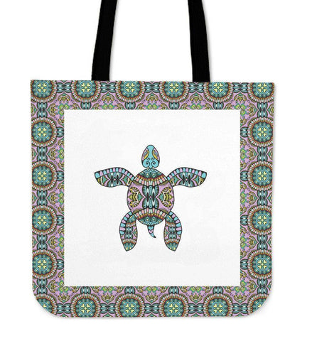 Image of Cool Handrawn Tribal Turtle Art on Premium Tote Cool Tribal Turtle V.1 