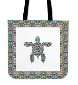 Cool Handrawn Tribal Turtle Art on Premium Tote Cool Tribal Turtle V.1 