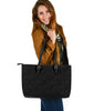 Subtle Grey Flowers, Large Vegan Leather Tote Bags 