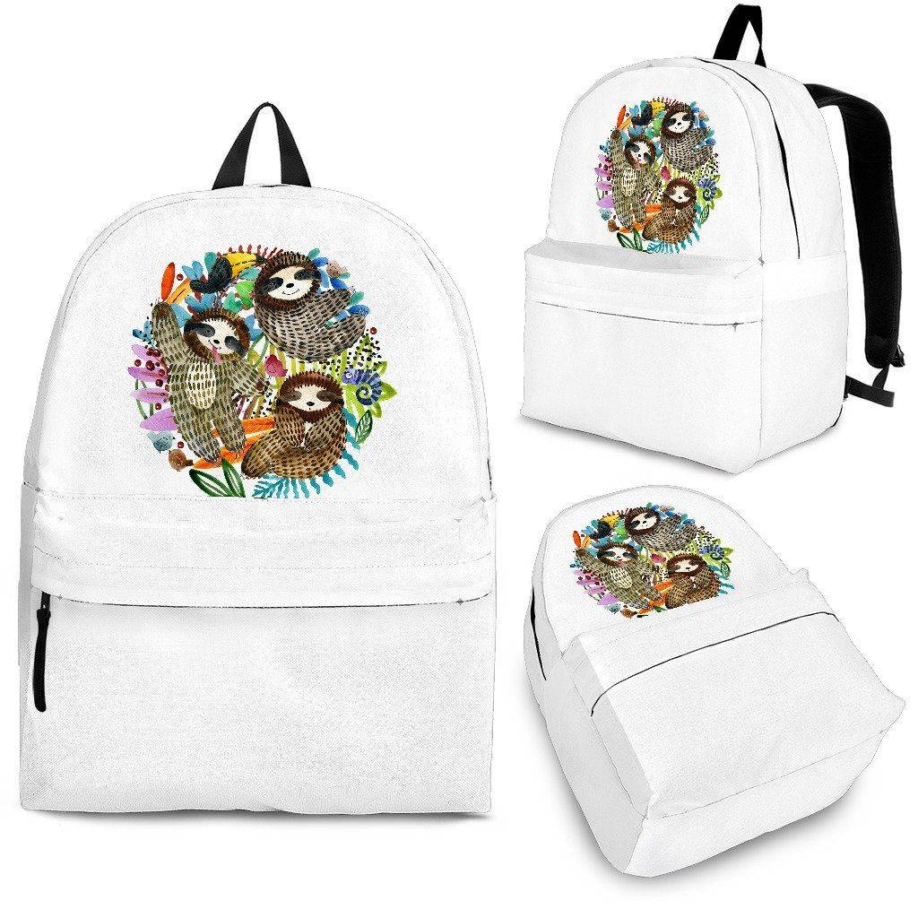 Sloth Backpacks Custom Art Backpack - Black - Sloth Watercolour Adult (Ages 13+) 