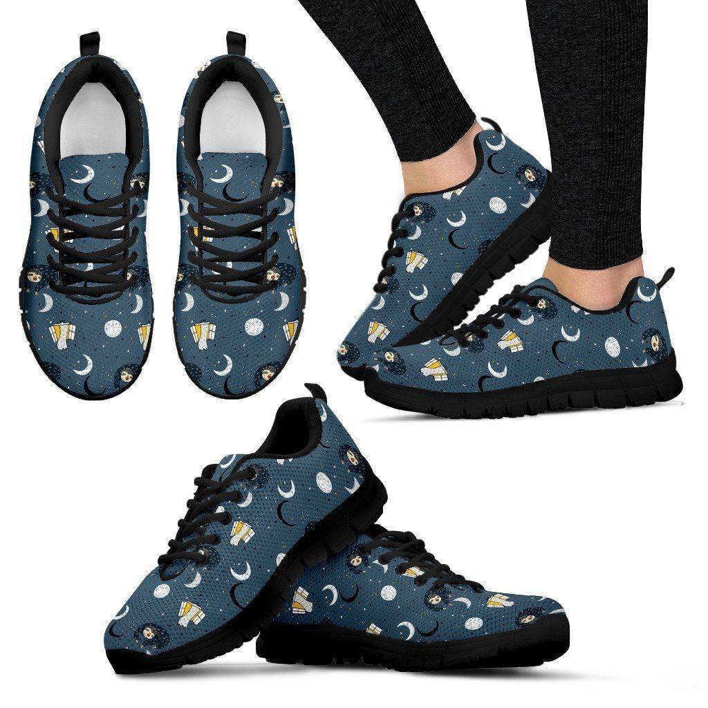 Sleeping Space Sloth Sneakers (Say that 5 times fast) Sneakers Women's Sneakers - Black - W Black US5 (EU35) 