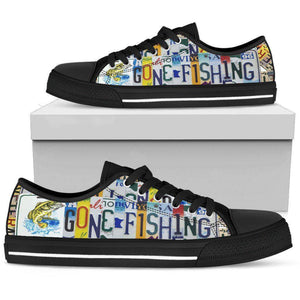 Gone Fishin' | Premium Low Top Canvas Shoes Shoes Mens Low Top - Black - Black US5 (EU38) 