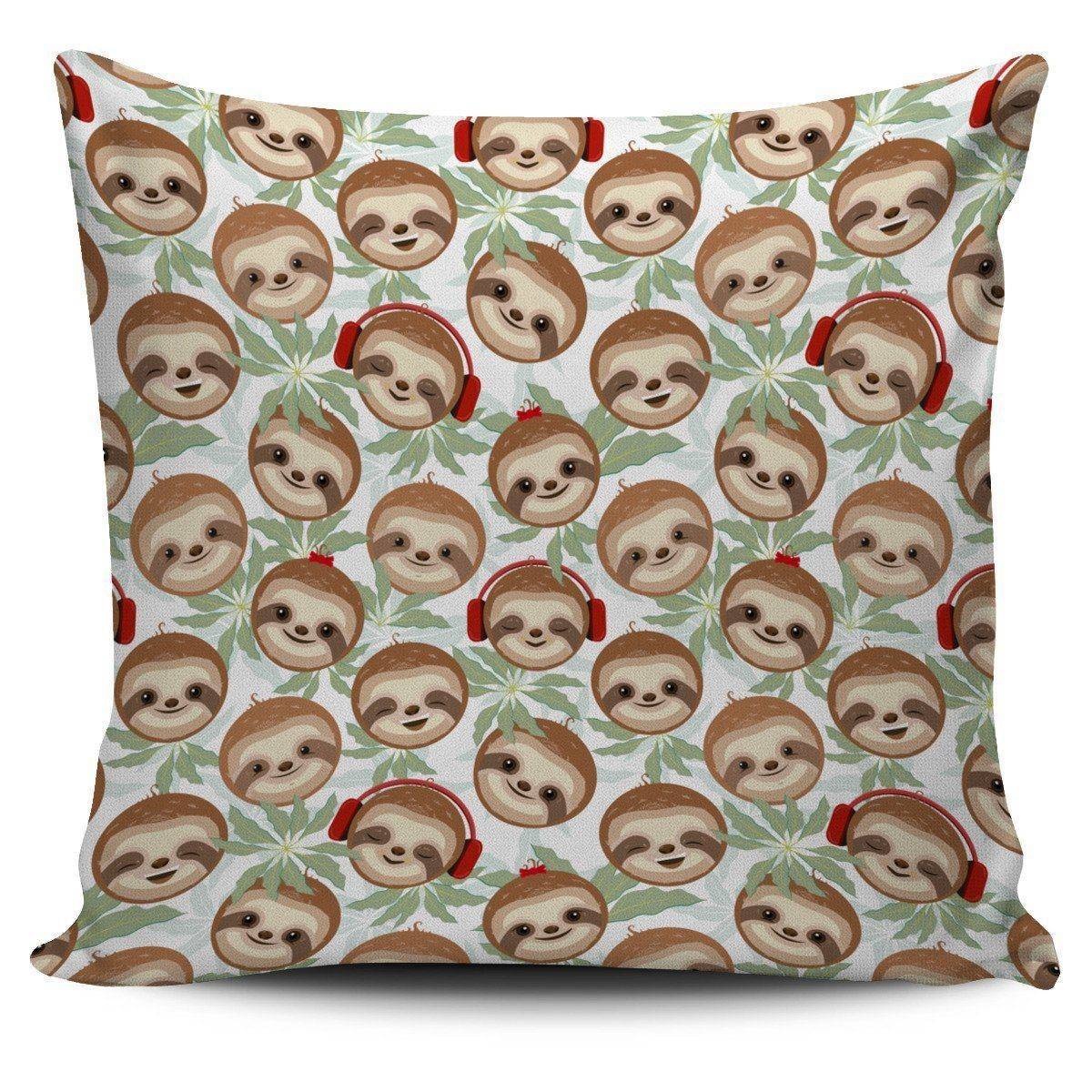 Headphone Sloth Pillow Case 