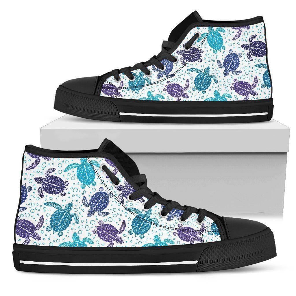 Premium Canvas Shoes, Turtle V1 Womens High Top - Black - Turtle V1 US5.5 (EU36) 