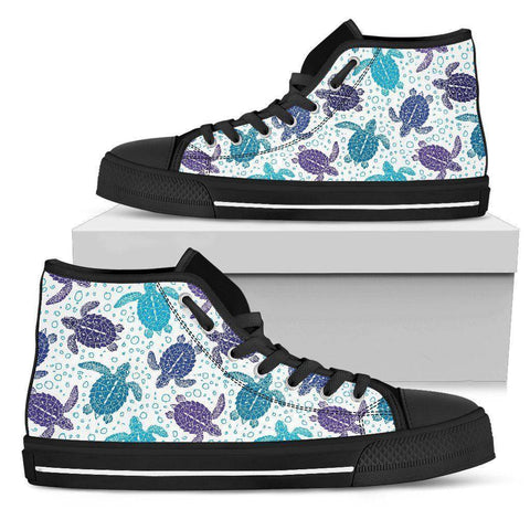 Image of Premium Canvas Shoes, Turtle V1 Womens High Top - Black - Turtle V1 US5.5 (EU36) 