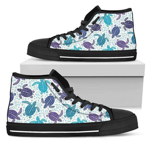 Premium Canvas Shoes, Turtle V1 Womens High Top - Black - Turtle V1 US5.5 (EU36) 