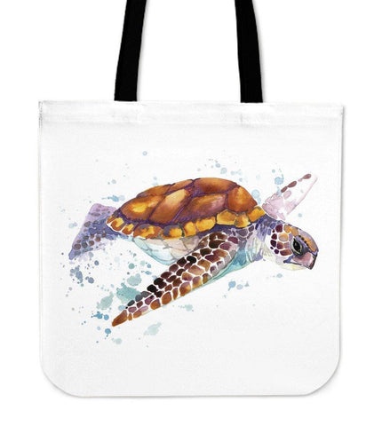 Image of Premium Watercolor Turtles on Re-Useable Canvas Tote Tote Bag V.3 