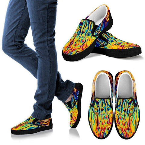 Image of Oil Slick Slip Ons Shoes Men's Slip Ons - Black - M US8 (EU40) 