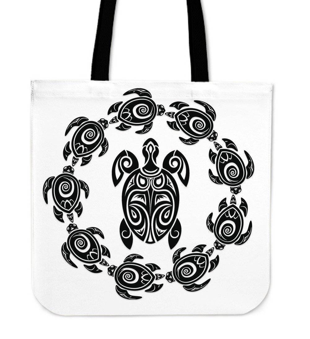 Peaceful Circle of Life Tribal Turtle Totes Tote Bag White 