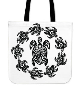 Peaceful Circle of Life Tribal Turtle Totes Tote Bag White 